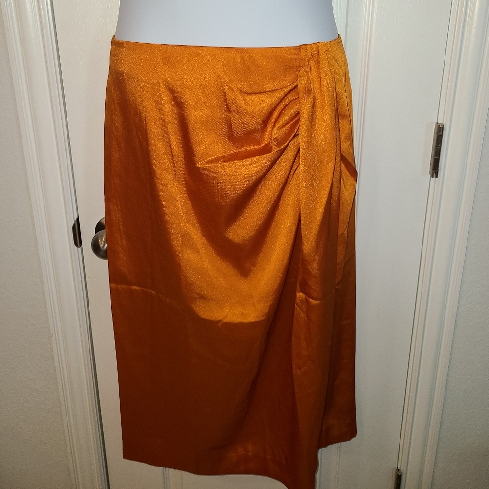 J. Crew Orange Midi Skirt